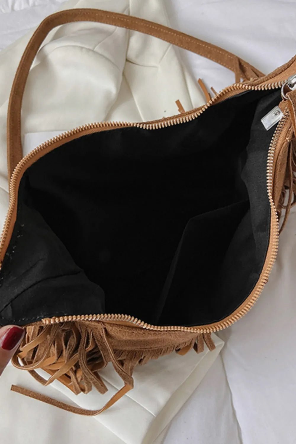 Suede Fringe Adjustable Strap Shoulder Bag - Cami's Little Shop