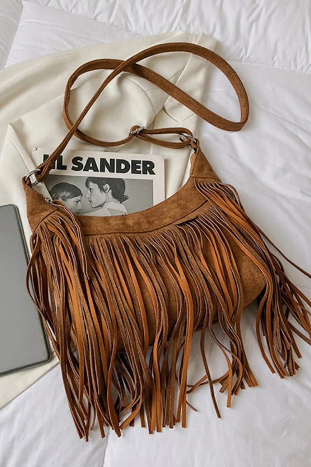 Suede Fringe Adjustable Strap Shoulder Bag - Cami's Little Shop