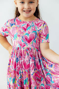Sweetheart Scribble S/S Pocket Twirl Dress - Cami's Little Shop