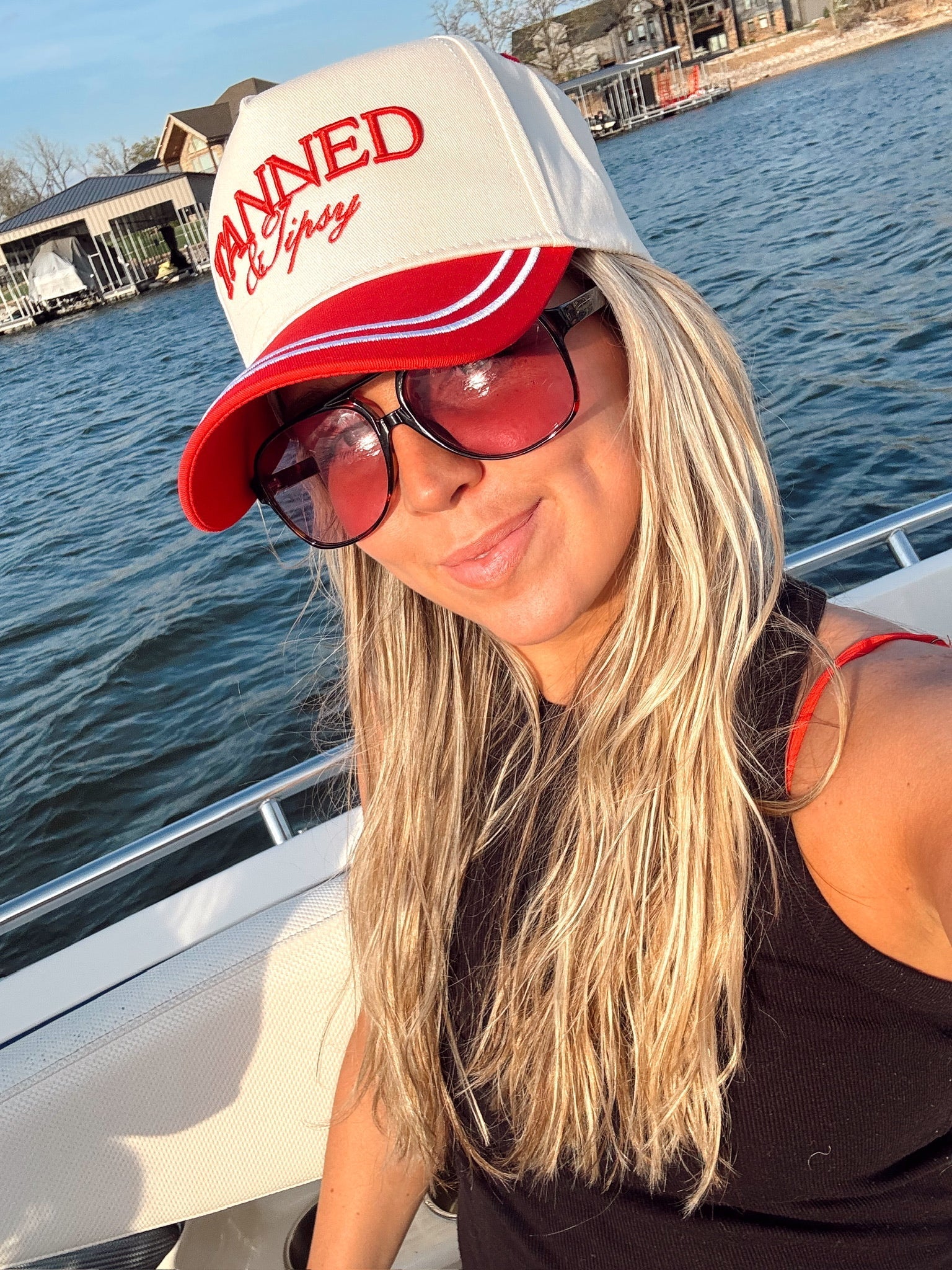 Tanned & Tipsy - Red Vintage Trucker Hat - Cami's Little Shop