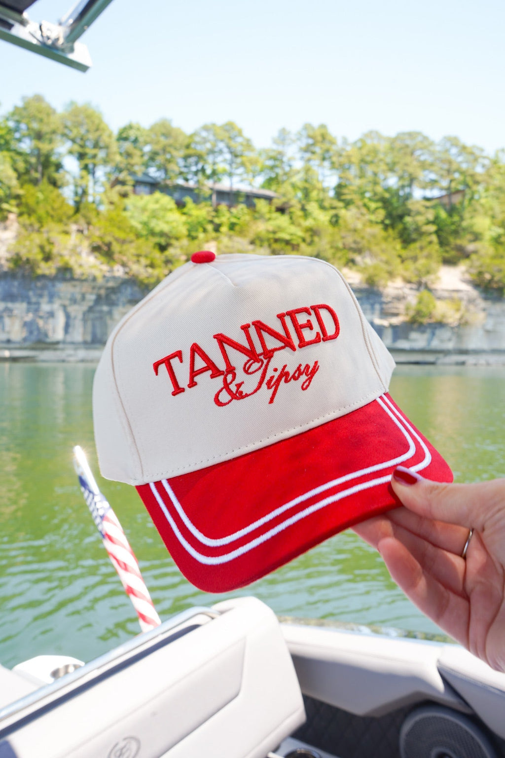 Tanned & Tipsy - Red Vintage Trucker Hat - Cami's Little Shop