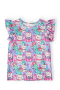 Time To Purr-ty S/S Ruffle Tee - Cami's Little Shop