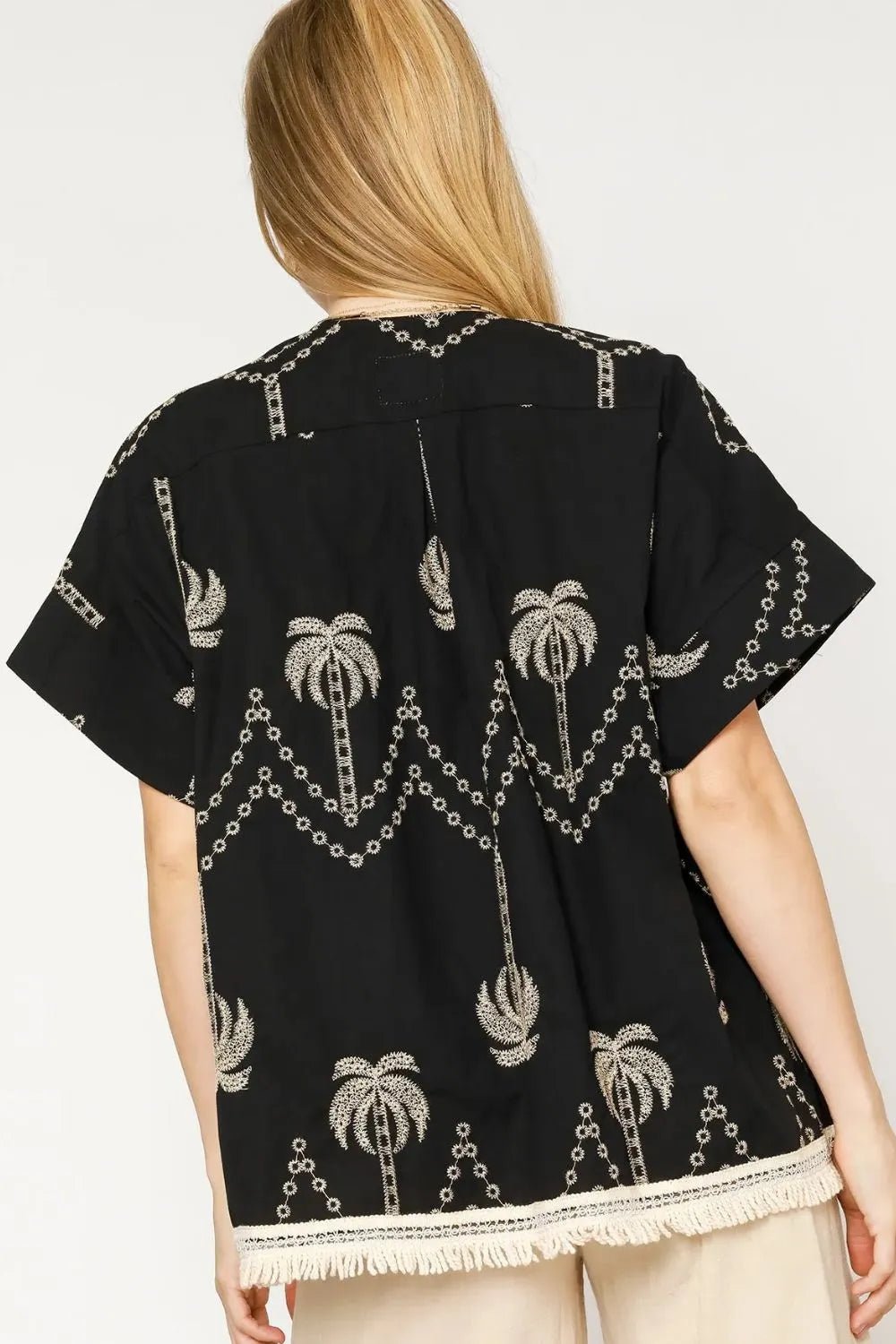 Umgee Open Front Embroidered Fringe Kimono - Cami's Little Shop