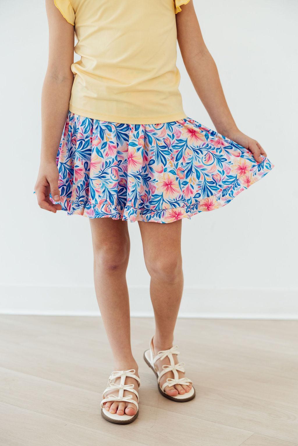 Watercolor Floral Ruffle Twirl Skort - Cami's Little Shop