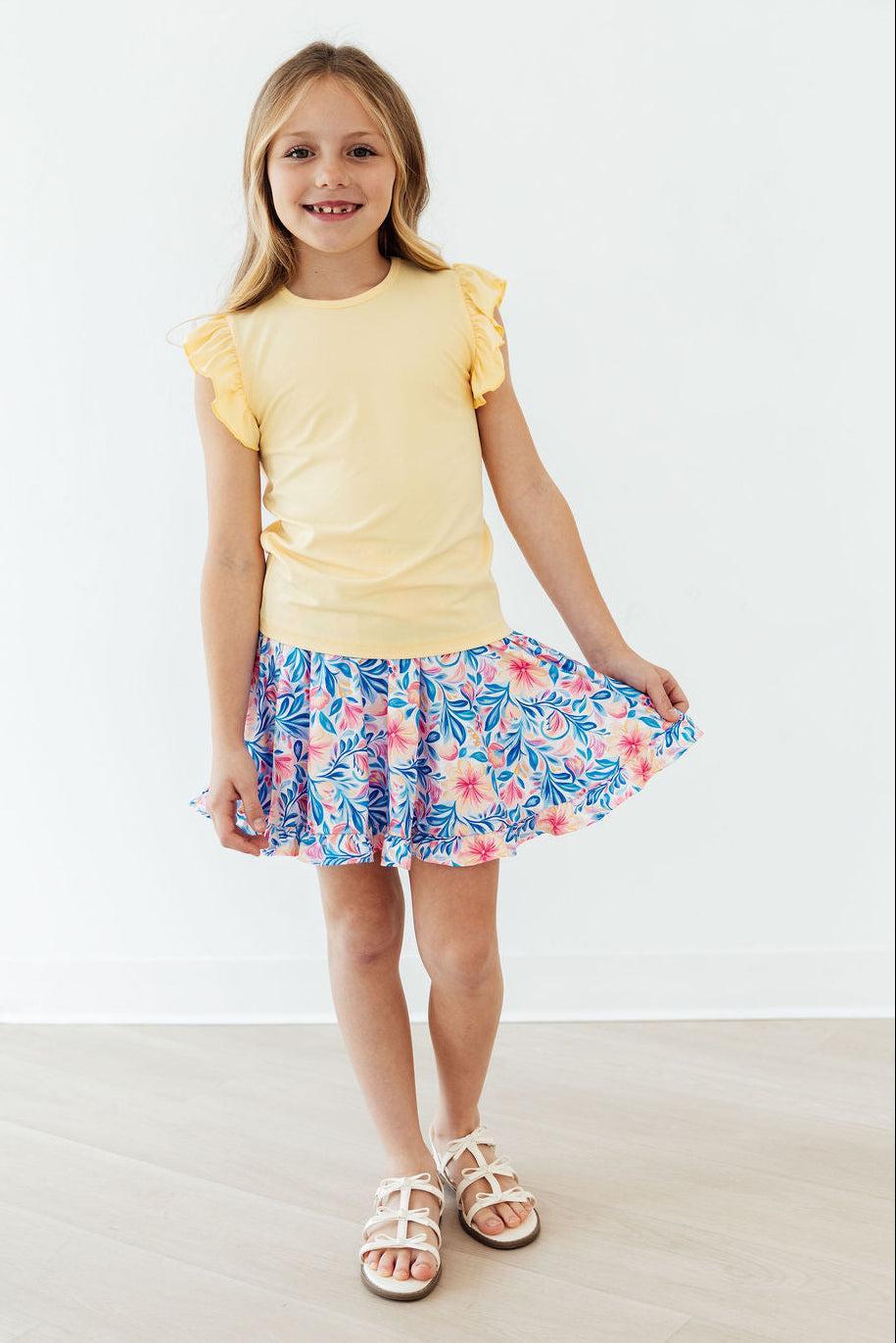 Watercolor Floral Ruffle Twirl Skort - Cami's Little Shop